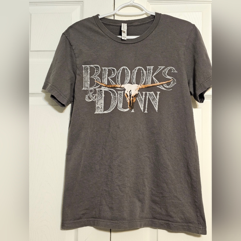 Brooks & Dunn Western Longhorn Skull Graphic Tee - Charcoal Grey - Size Medium